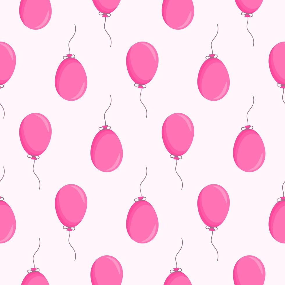 tecknad serie sömlös mönster med rosa ballonger rör på sig upp och ner. färgrik födelsedag fest bakgrund, design av förpackning omslag, hälsning kort eller inbjudan bakgrund. vektor