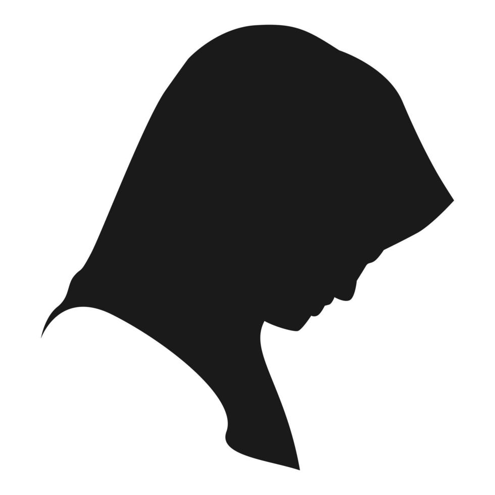 weibliche Hijab-Silhouette. Hijab-Logo-Symbol. Seitenansicht. konzept von frauen, kleidung, muslim, ramadan, mode usw. flacher vektor. vektor