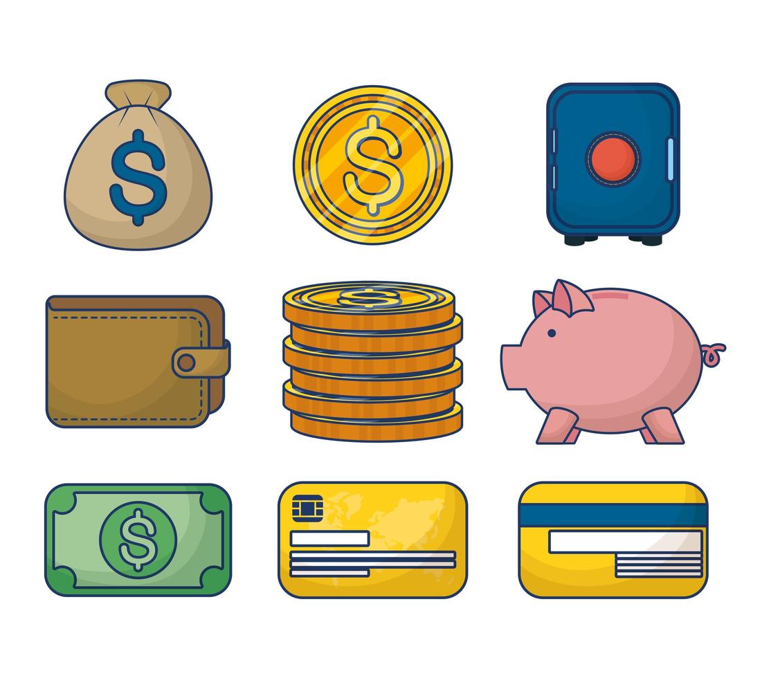 Geld und Finanzen Icon Set vektor