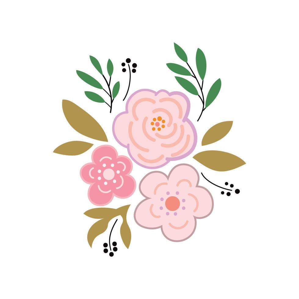 gruppieren Sie eine geschichtete Rose mit Blumen vektor