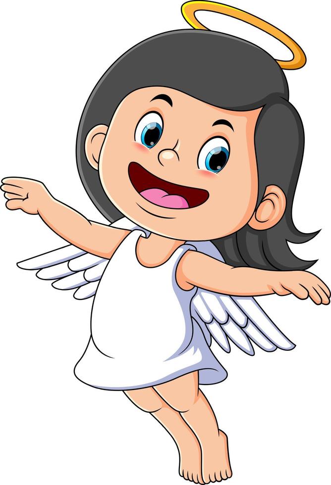 de liten ängel flicka är flygande och gående till de himmel vektor