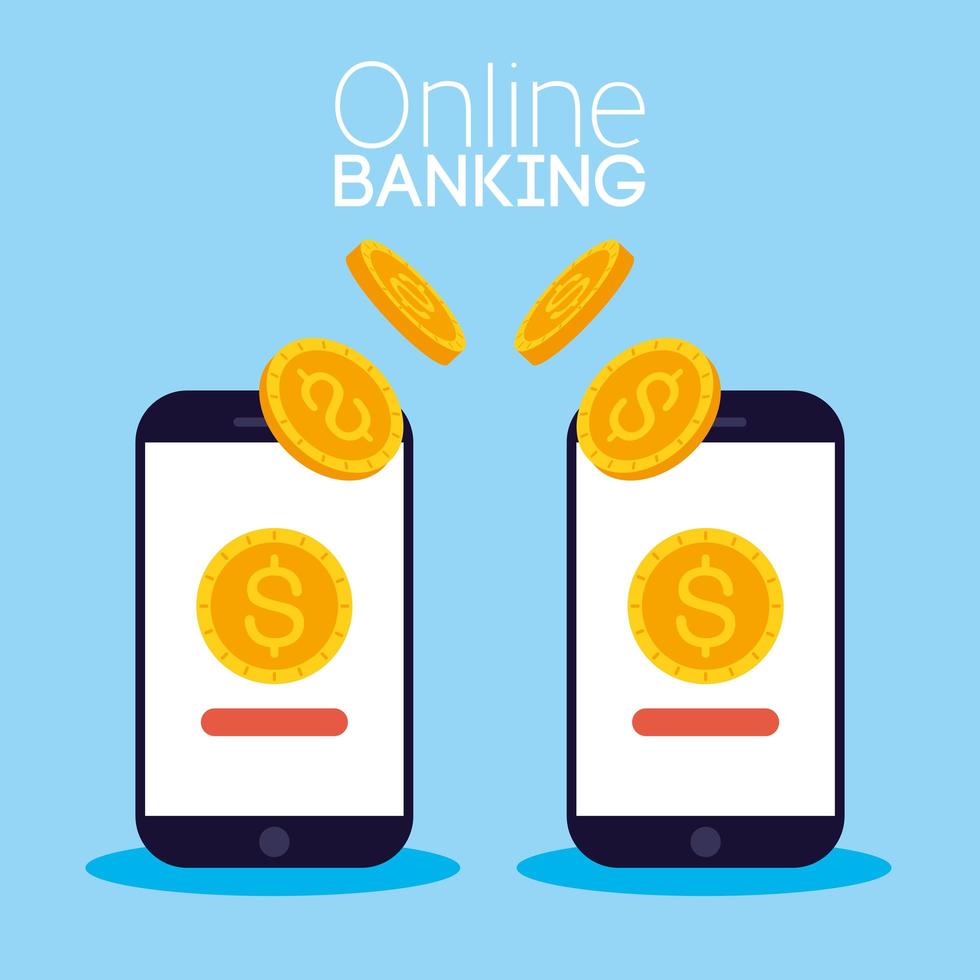 Online-Banking-Technologie mit Desktop-Smartphones vektor