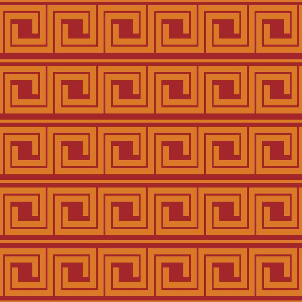 sömlös mönster fyrkant kinesisk geometrisk motiv i guld och röd Färg bakgrund vektor illustrationer eps10