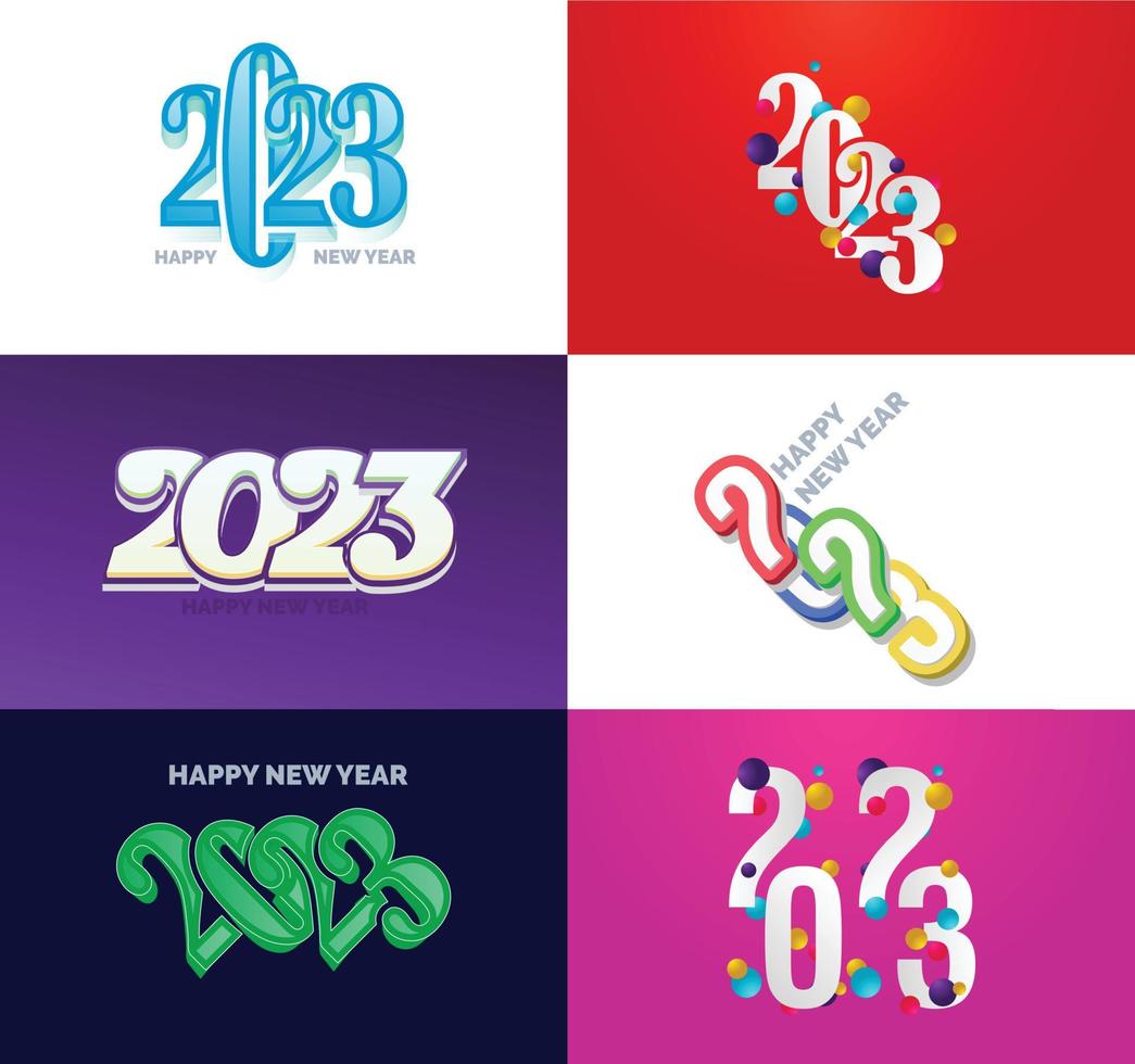 große reihe von 2023 frohes neues jahr logo text design 2023 zahlenentwurfsvorlage vektor