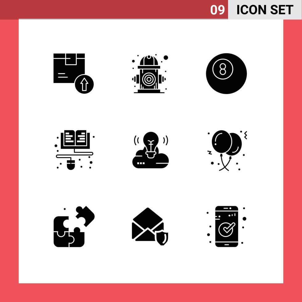 Stock Vector Icon Pack mit 9 Zeilenzeichen und Symbolen für den Online-Lebenslernkurs der Kampagne editierbare Vektordesign-Elemente