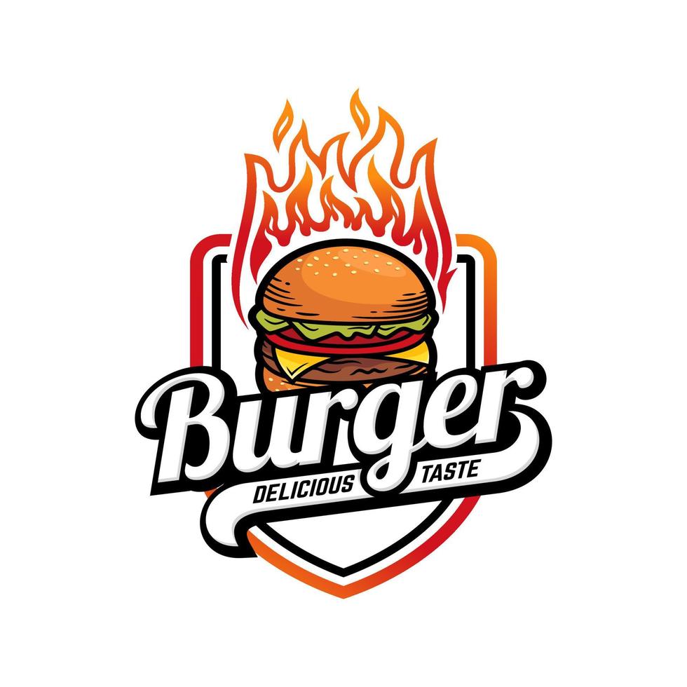 Vektor-Logo-Illustration für heiße Burger. modernes Burger-Emblem. Vektorgrafiken. vektor