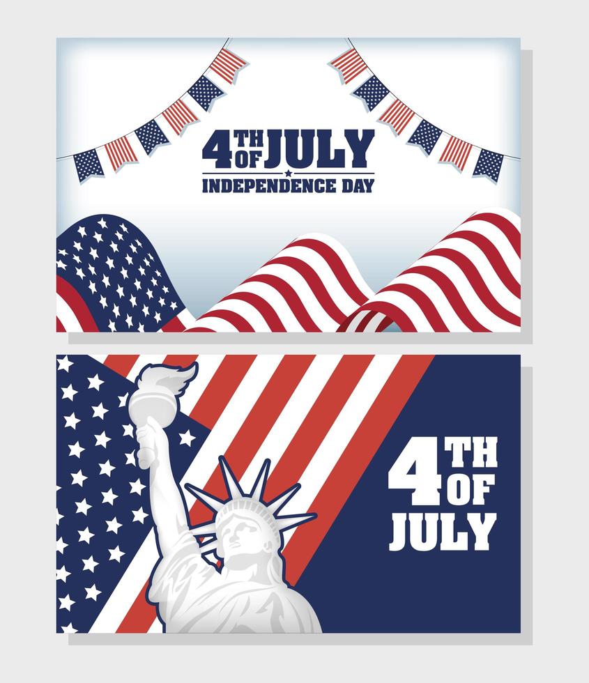 usa oberoende dag firande banner set vektor