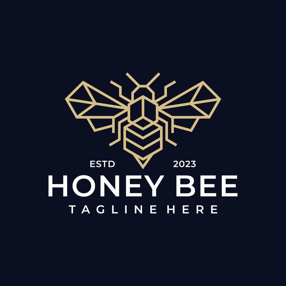 Honigbienen-Luxus-Logo. Bienenhonig-Grafikdesignschablonen-Vektorillustration vektor