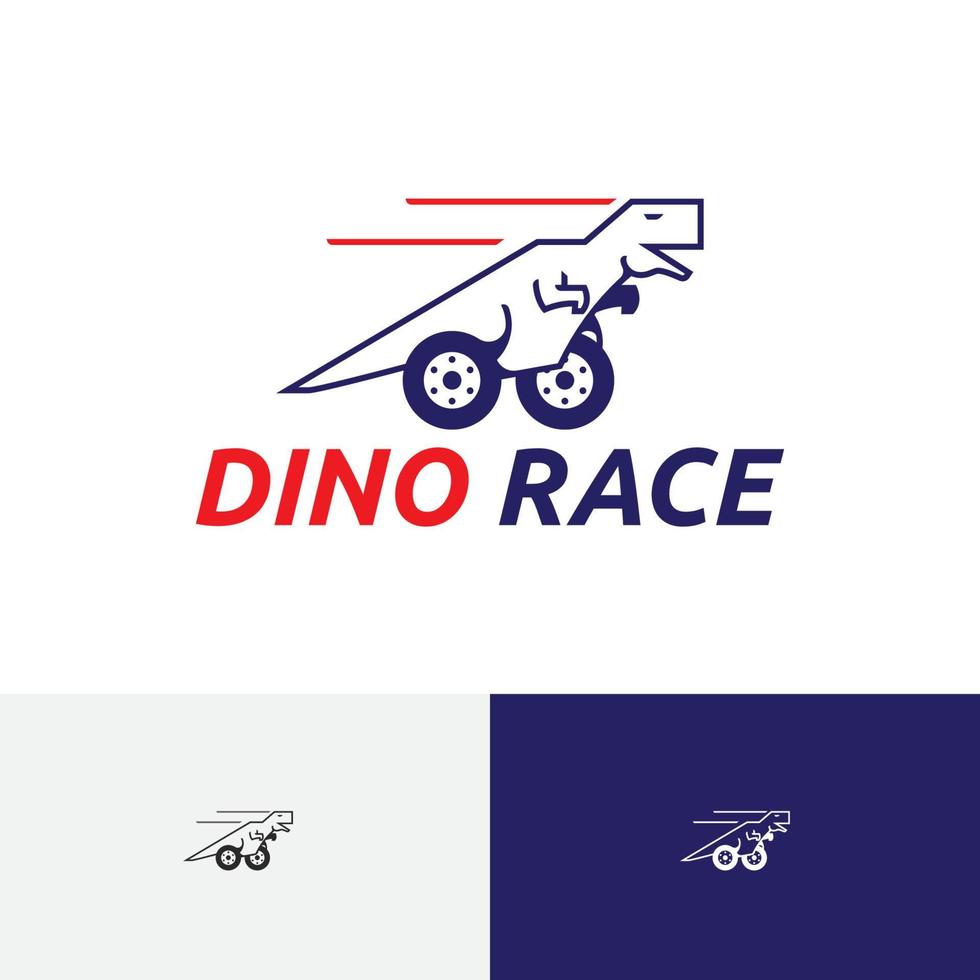 dino rennen dinosaurier auto auto service automobil fahrzeug logo vektor