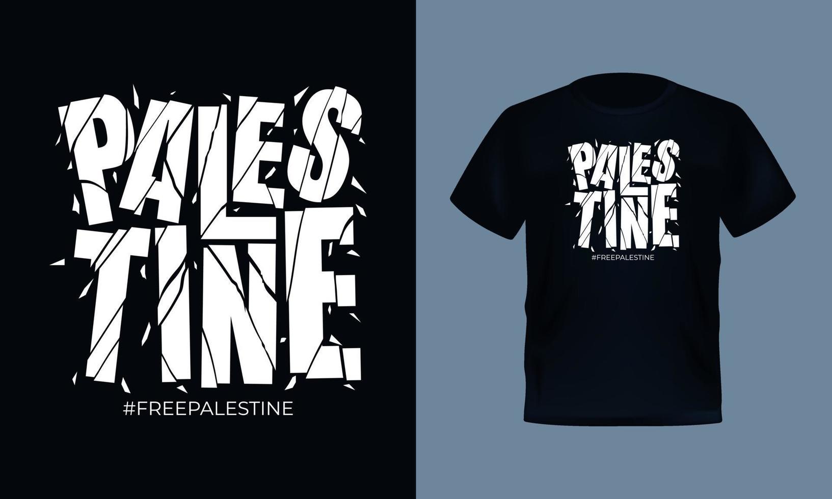 kostenloses Palästina-T-Shirt-Design in geknackter Schrift im Grunge-Stil vektor