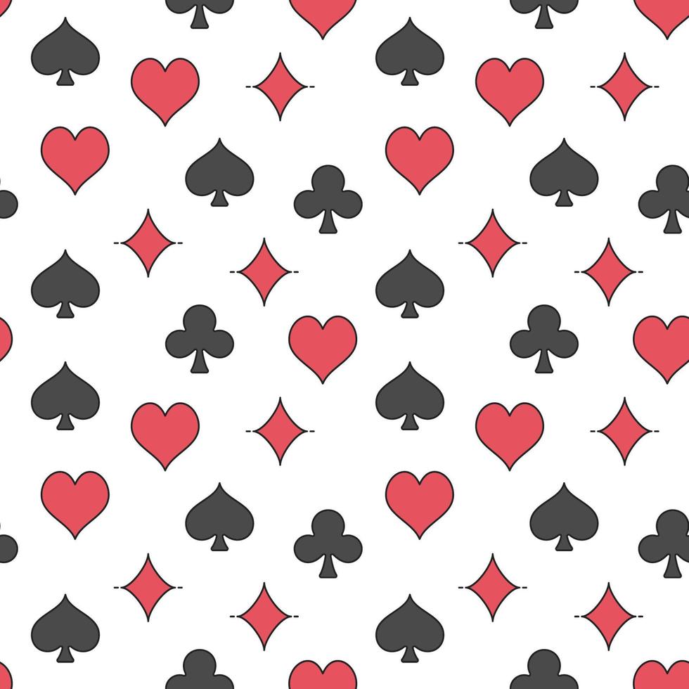Nahtloses Muster mit Spielkartenanzügen - moderner Pokerhintergrund vektor