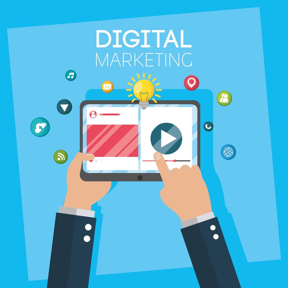 digitales Marketing-Banner mit Tablet vektor