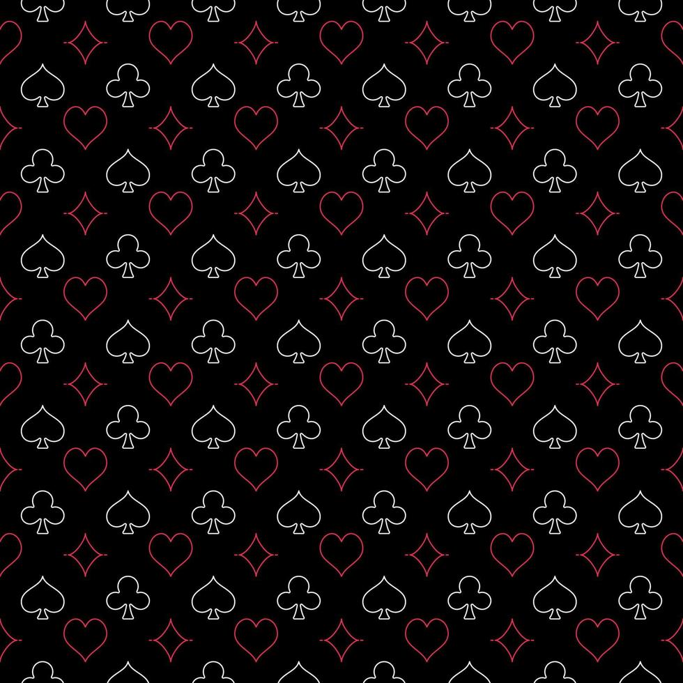 Nahtloses geometrisches Muster mit Liniensymbolen für Spielkartenanzüge - Casino-Hintergrund vektor