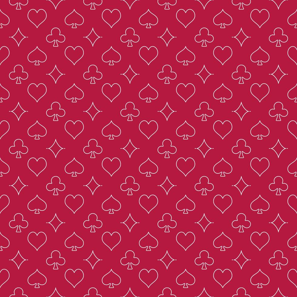 rotes nahtloses Muster mit Spielkartenklagen - Vektorhintergrund der Pokerspiele vektor