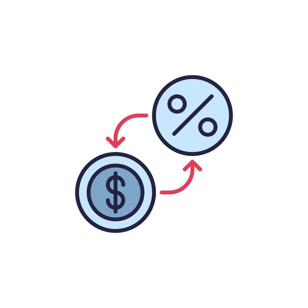 procent med dollar tecken vektor inflation begrepp färgad ikon