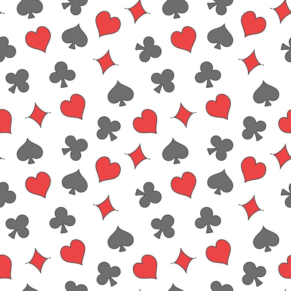 Nahtloser Poker-Vektorhintergrund mit Kartenanzügen - kreatives Muster vektor