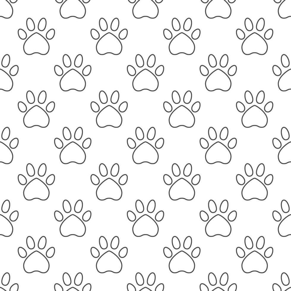Ich liebe Tiere geometrisches lineares Muster - Vektornahtloser Hintergrund mit Hundepfotenabdruck vektor