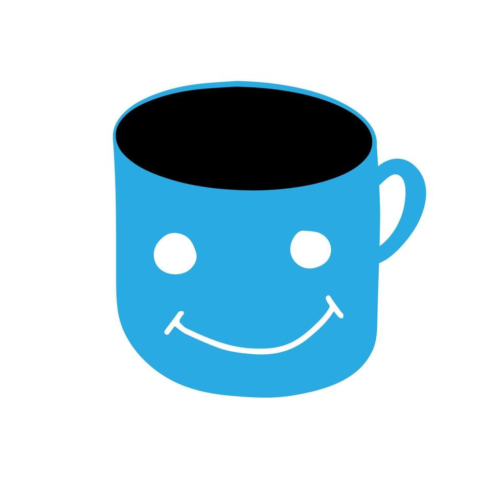 Lycklig kopp av kaffe med leende och ögon vektor