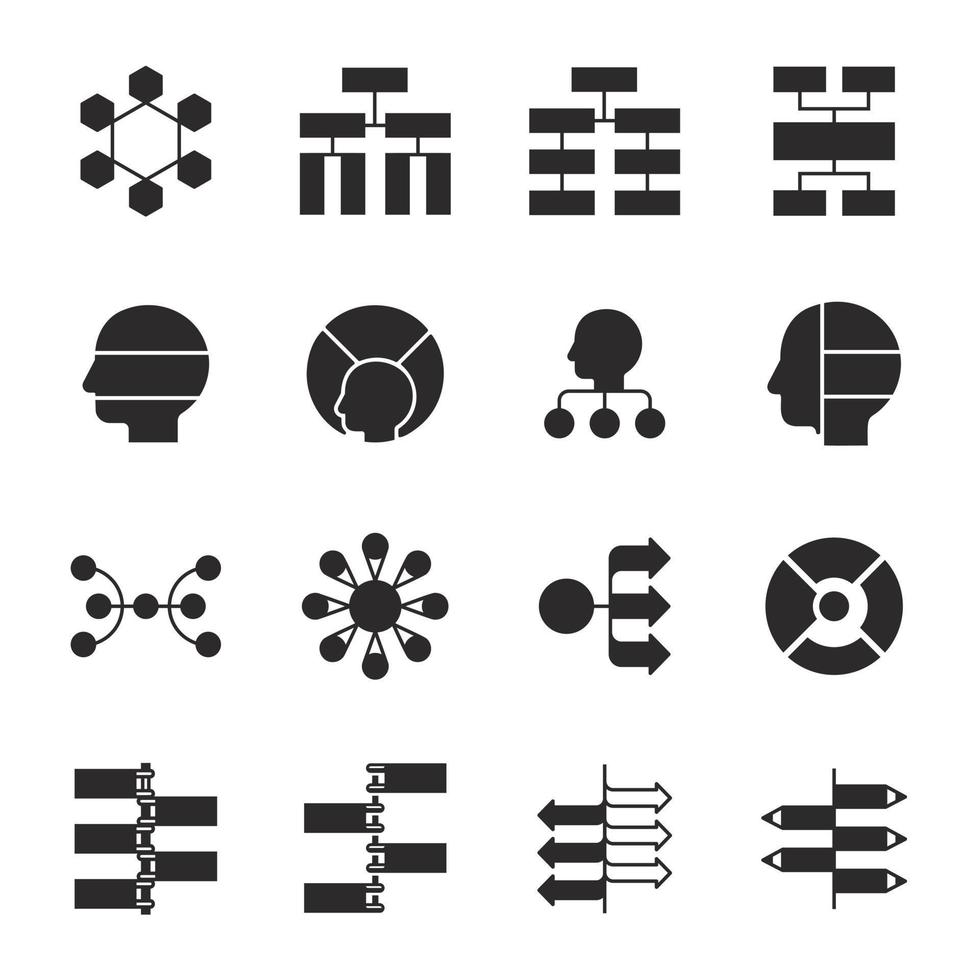 moderne Mindmap-Infografik-Vorlage. flache lineicons-sammlung. einfacher Designvektor vektor