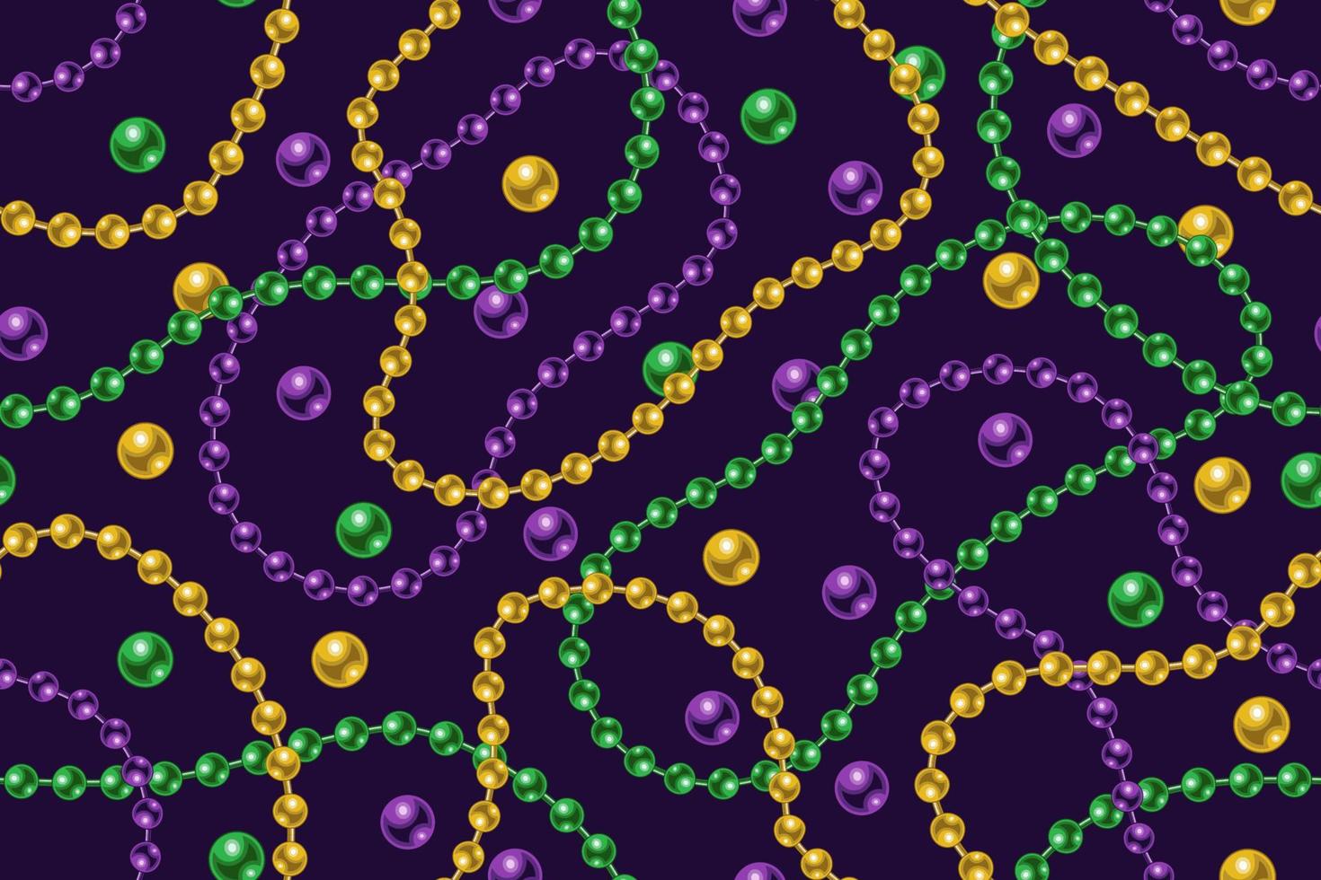 nahtloses karnevalmuster mit perlen, schnurperlen auf dunklem hintergrund. Wellenlinien. Vektor-Illustration vektor