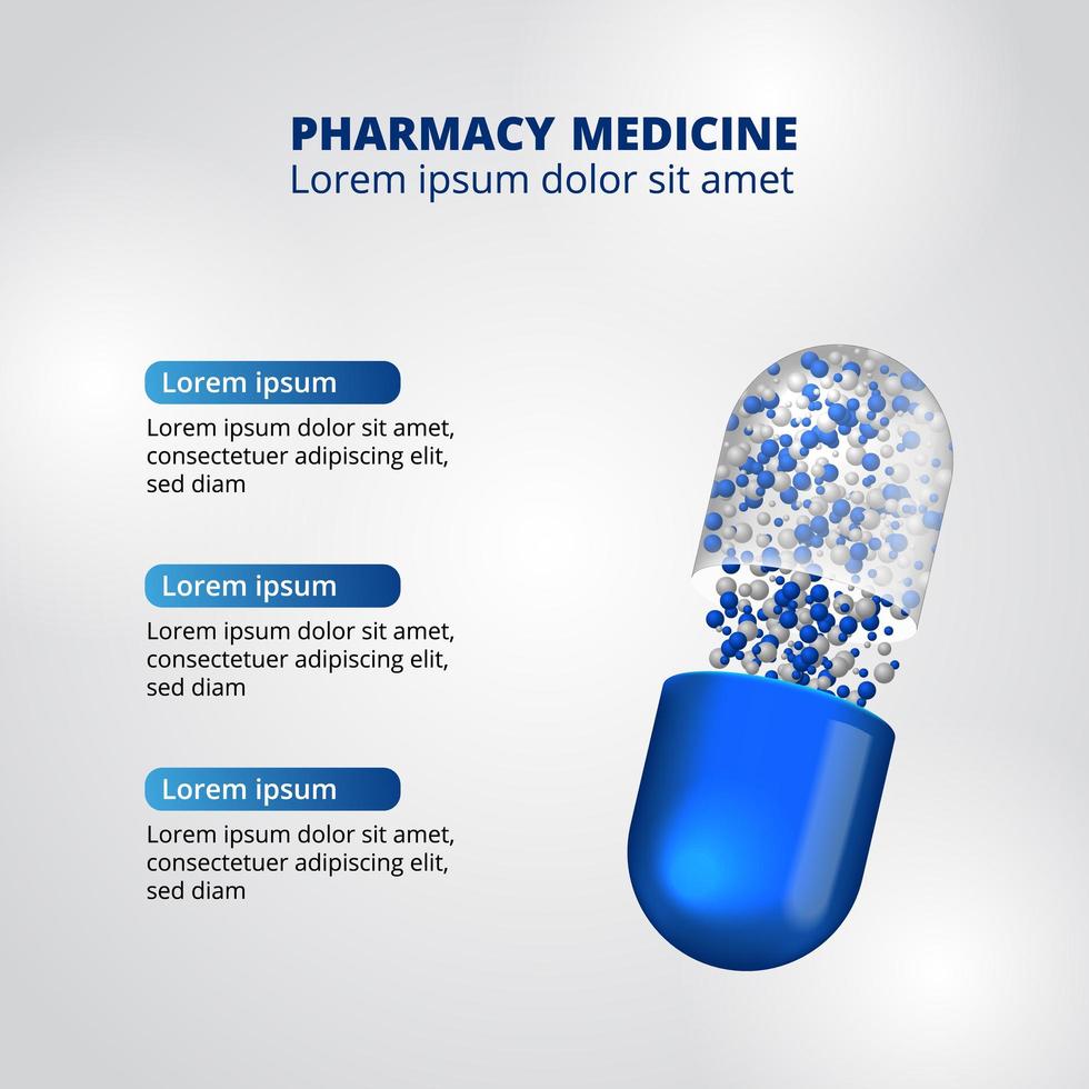 3d kapselpiller medicin medicin apotek infografisk data visualisering vektor