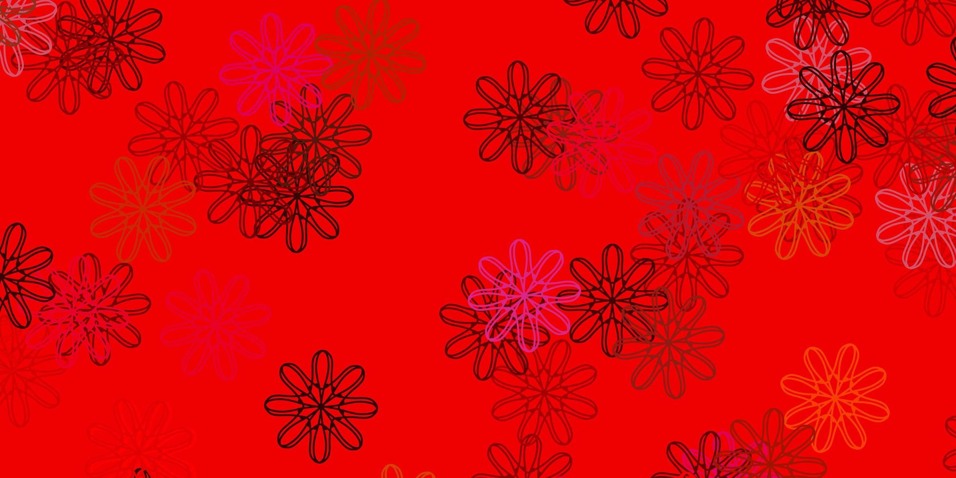 rotes Gekritzelmuster mit Blumen. vektor