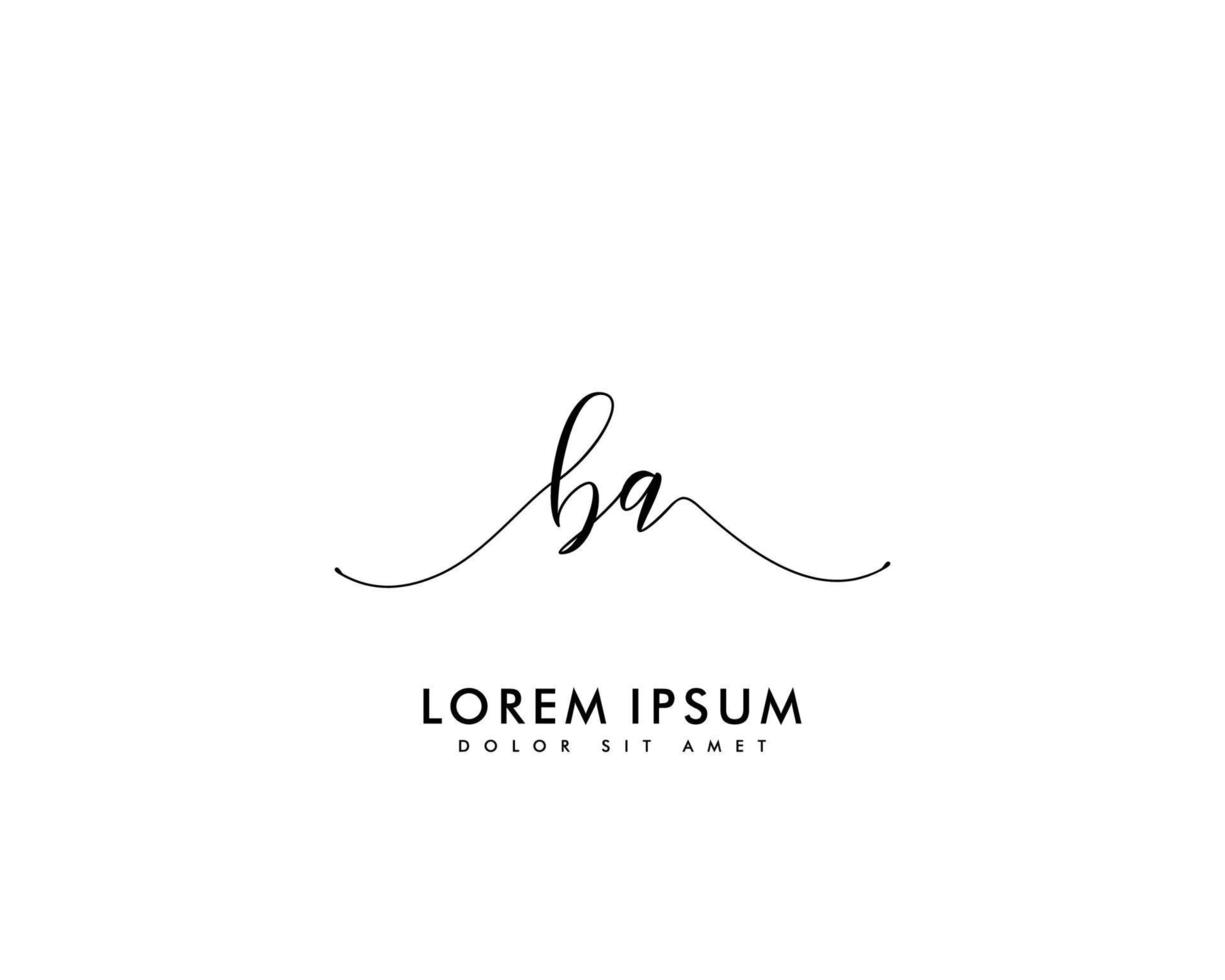 första ba feminin logotyp skönhet monogram och elegant logotyp design, handstil logotyp av första signatur, bröllop, mode, blommig och botanisk med kreativ mall vektor