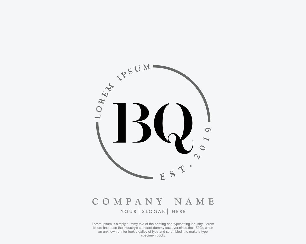första bq feminin logotyp skönhet monogram och elegant logotyp design, handstil logotyp av första signatur, bröllop, mode, blommig och botanisk med kreativ mall vektor