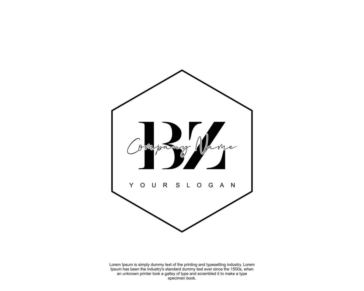 första bz feminin logotyp skönhet monogram och elegant logotyp design, handstil logotyp av första signatur, bröllop, mode, blommig och botanisk med kreativ mall vektor