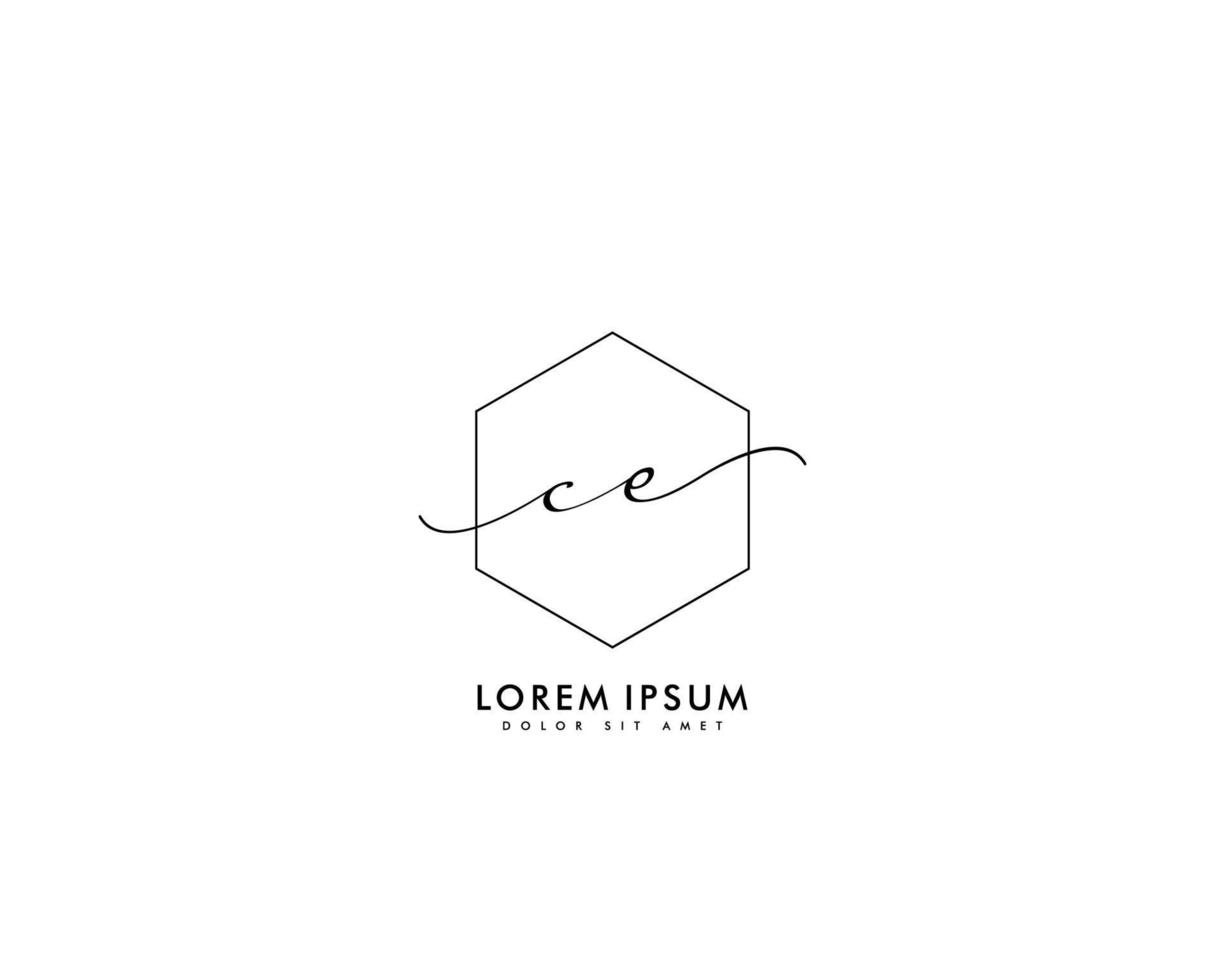 första ce feminin logotyp skönhet monogram och elegant logotyp design, handstil logotyp av första signatur, bröllop, mode, blommig och botanisk med kreativ mall vektor