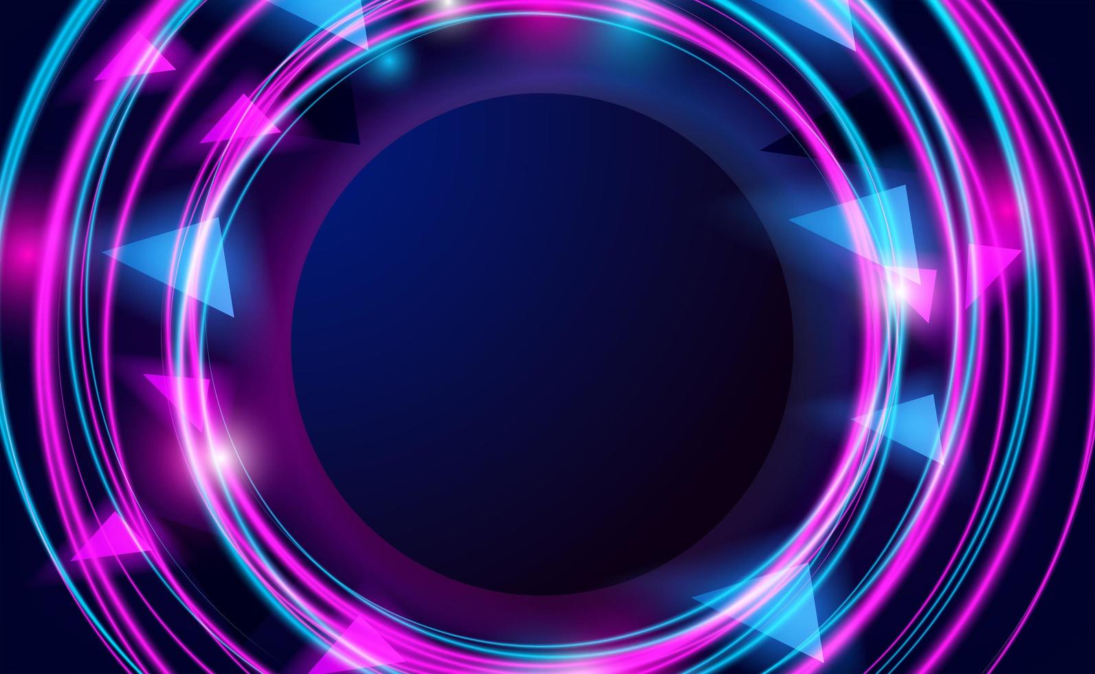rund cirkel med neonlinje rosa och cyan vektor