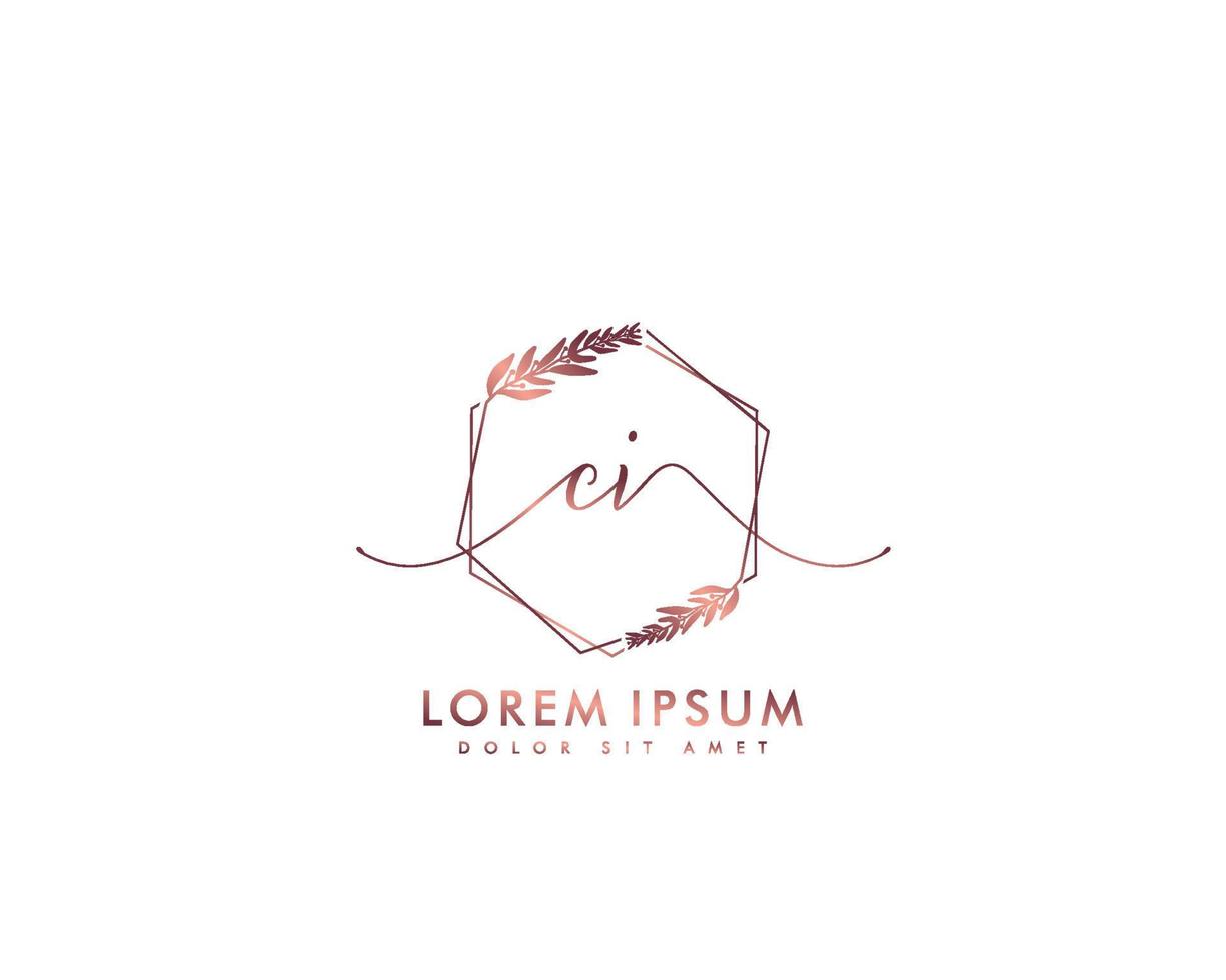 initiales ci feminines logo schönheitsmonogramm und elegantes logodesign, handschriftlogo der ersten unterschrift, hochzeit, mode, floral und botanisch mit kreativer vorlage vektor