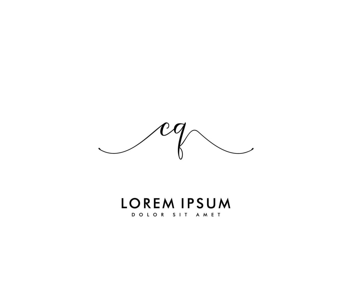 första cq feminin logotyp skönhet monogram och elegant logotyp design, handstil logotyp av första signatur, bröllop, mode, blommig och botanisk med kreativ mall vektor