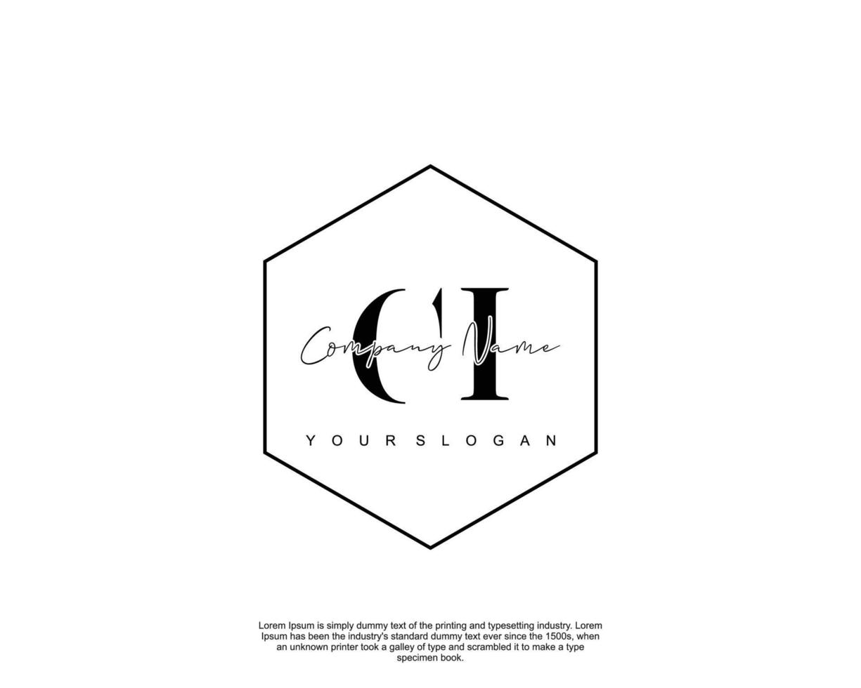 första ci feminin logotyp skönhet monogram och elegant logotyp design, handstil logotyp av första signatur, bröllop, mode, blommig och botanisk med kreativ mall vektor