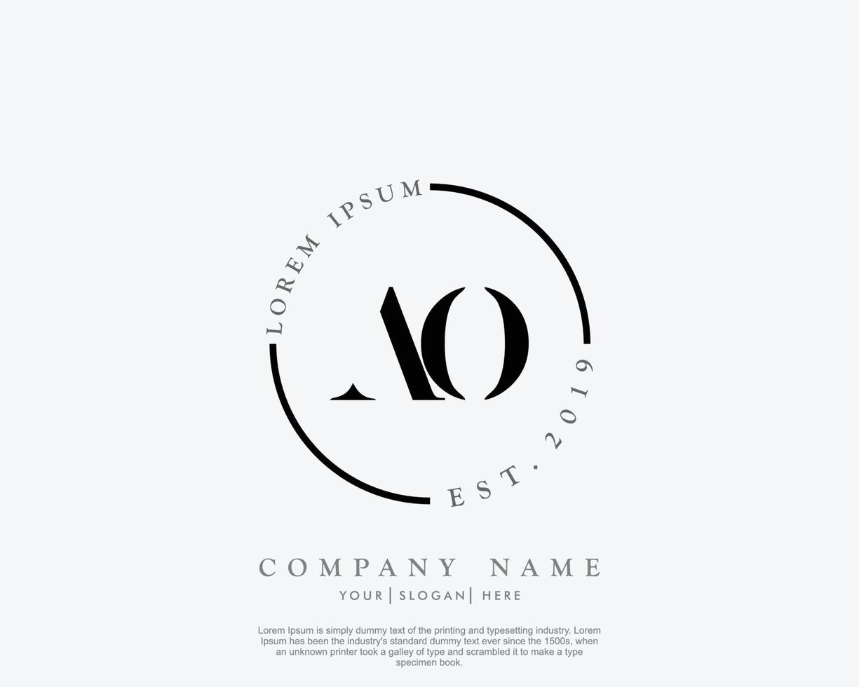 första brev ao feminin logotyp skönhet monogram och elegant logotyp design, handstil logotyp av första signatur, bröllop, mode, blommig och botanisk med kreativ mall vektor