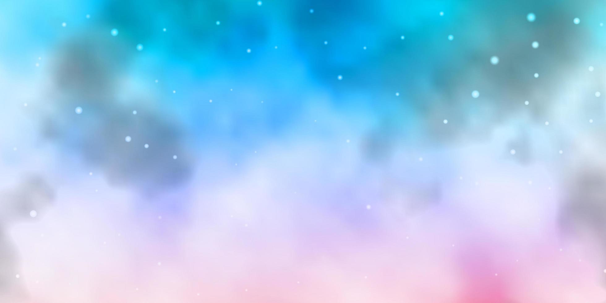 ljusblå, rosa bakgrund med färgglada stjärnor. vektor