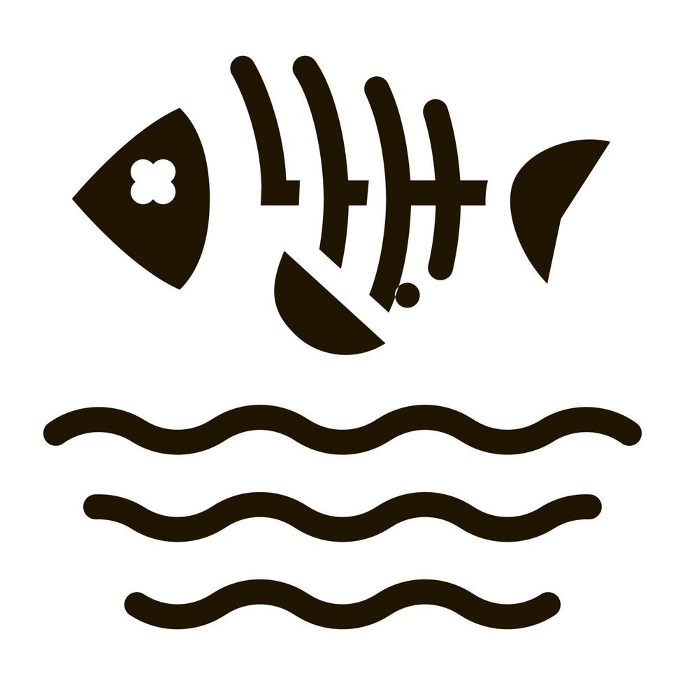 död av fisk i vatten ikon vektor glyf illustration