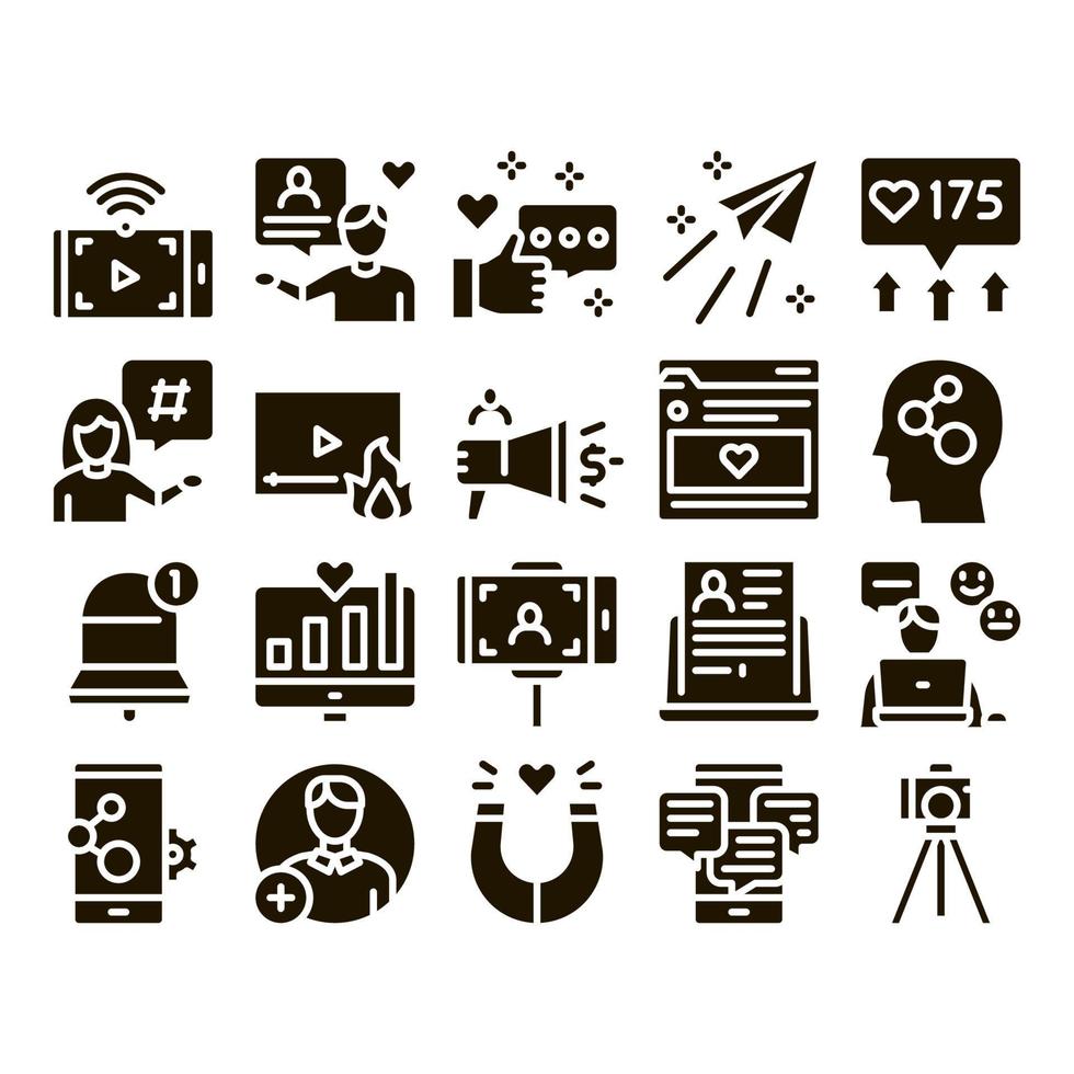 Blogger-Internet-Social-Channel-Icons setzen Vektor