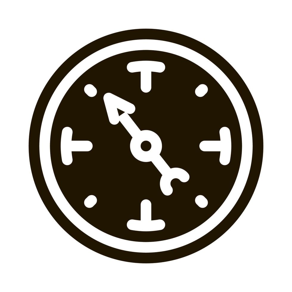 Uhr zeigt Zeitsymbol-Vektor-Glyphen-Illustration vektor