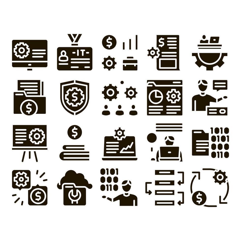 it-Manager-Entwickler-Glyphen-Set-Vektor vektor