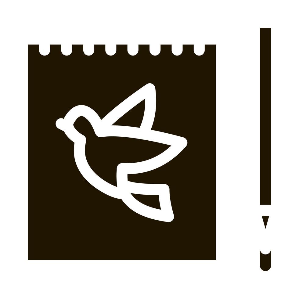 Notebook-Stift-Vogel-Symbol-Vektor-Glyphen-Illustration vektor