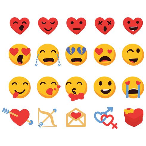 Valentinstag Emoji-Set vektor