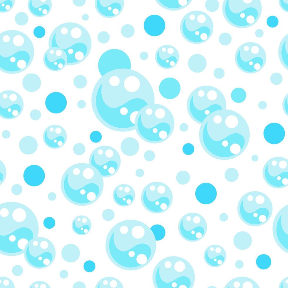 nahtloses muster der karikaturseifenblasen. sprudelnde Sauerstoffblasen, Badeschaum, kohlensäurehaltiges Soda oder Getränk. Vektorhintergrund auf weißem Hintergrund. vektor
