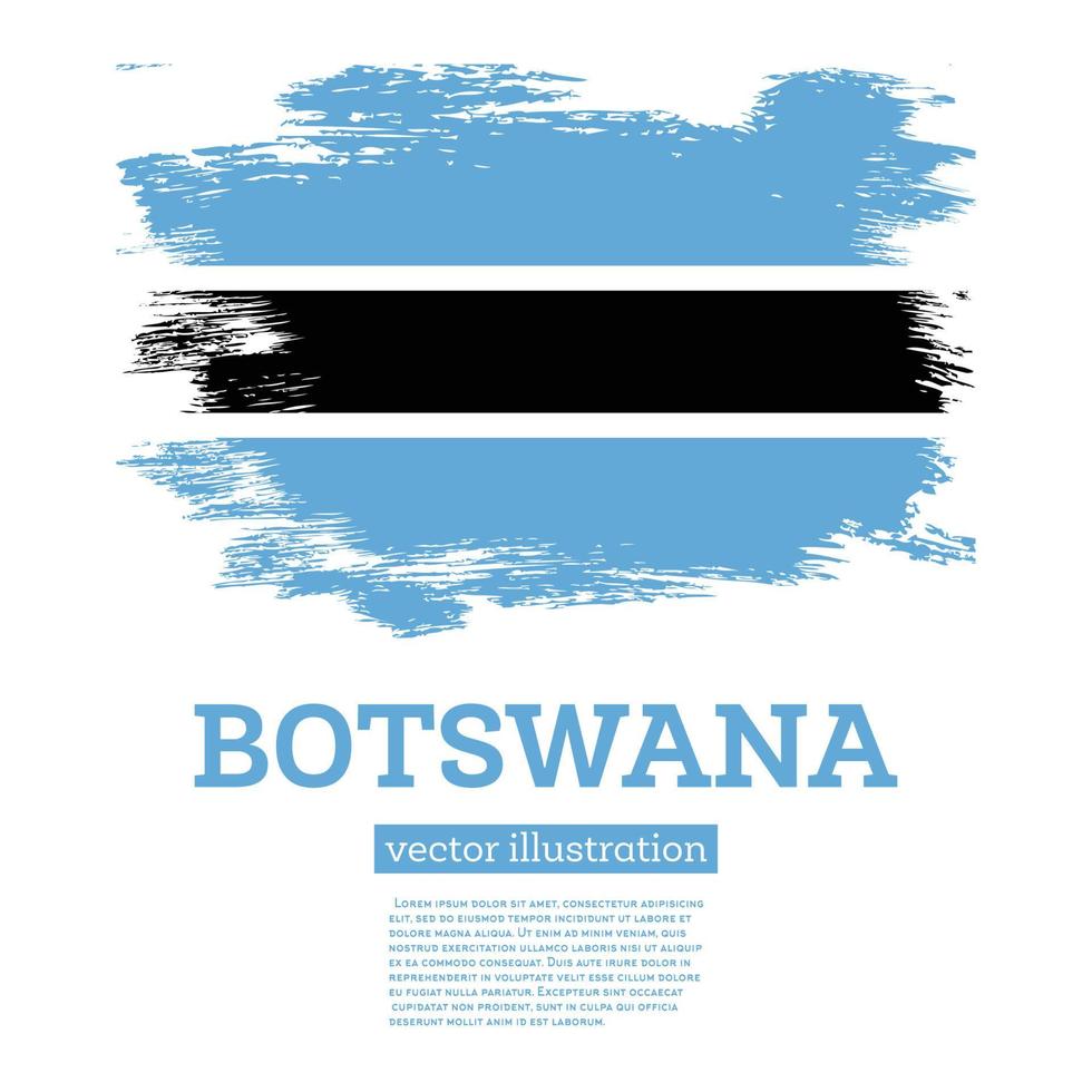 botswana flagga med borsta slag. oberoende dag. vektor