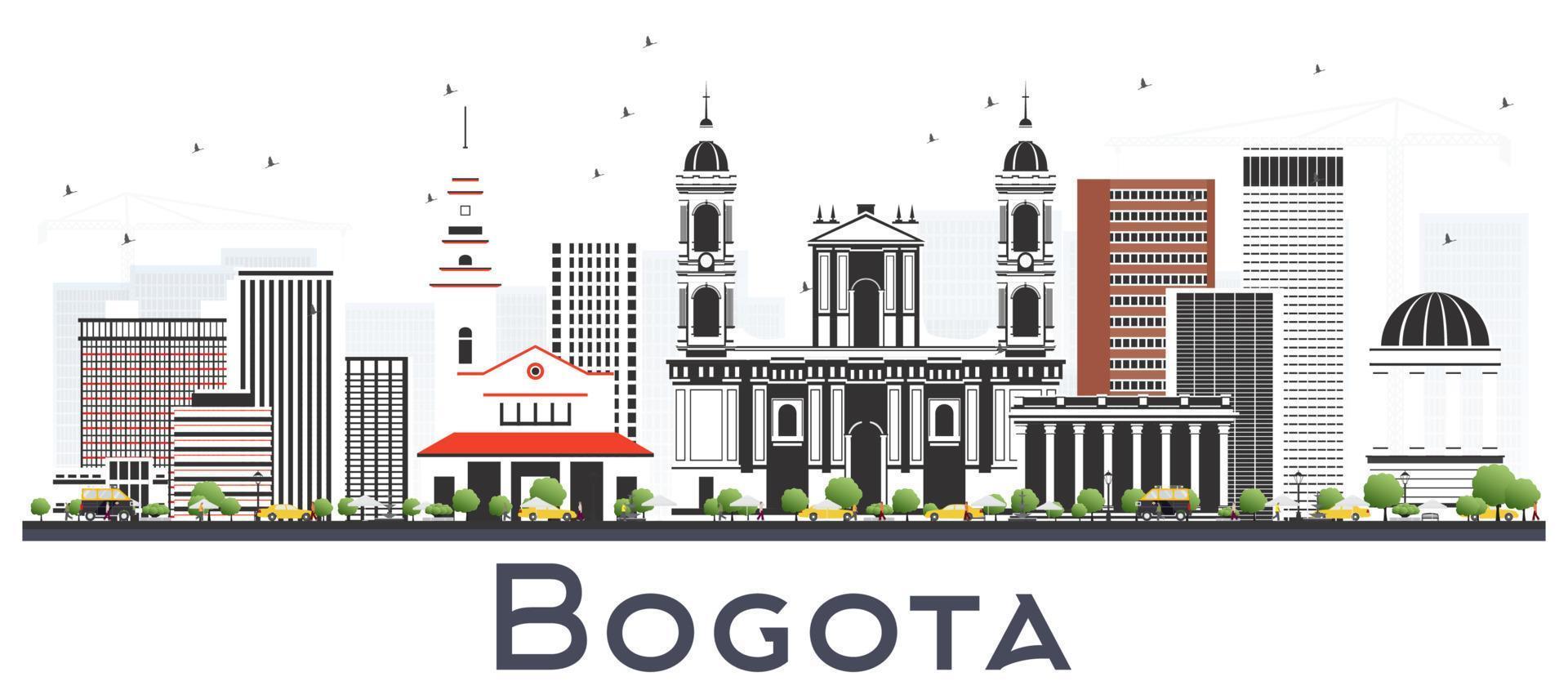 bogota colombia stad horisont med grå byggnader isolerat på vit. vektor