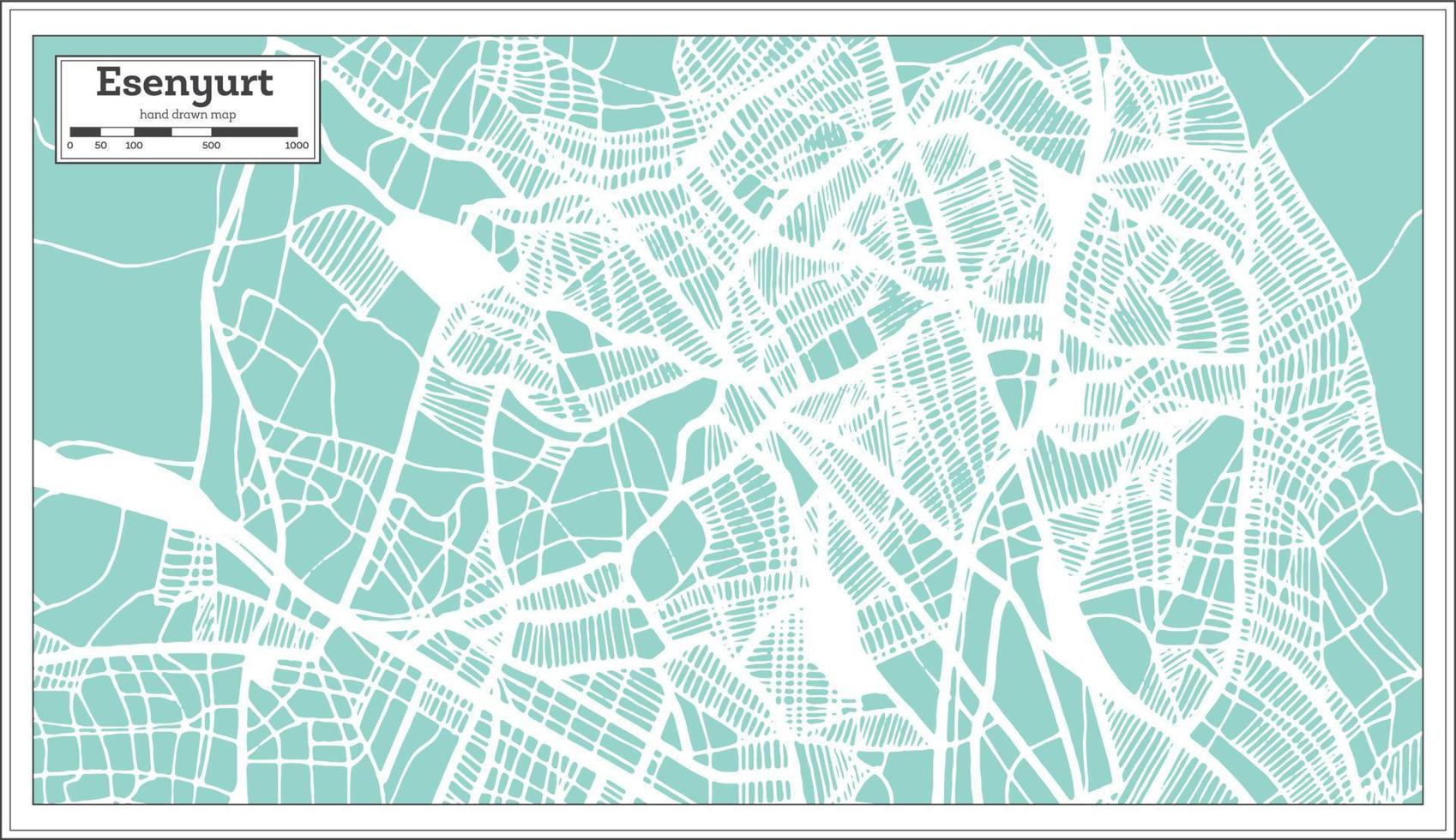 Esenyurt Türkei Stadtplan im Retro-Stil. Übersichtskarte. vektor