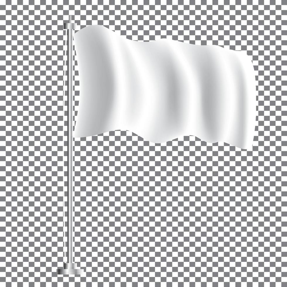 weißes textil, das leere flagge auf transparentem hintergrund schwenkt. vektor