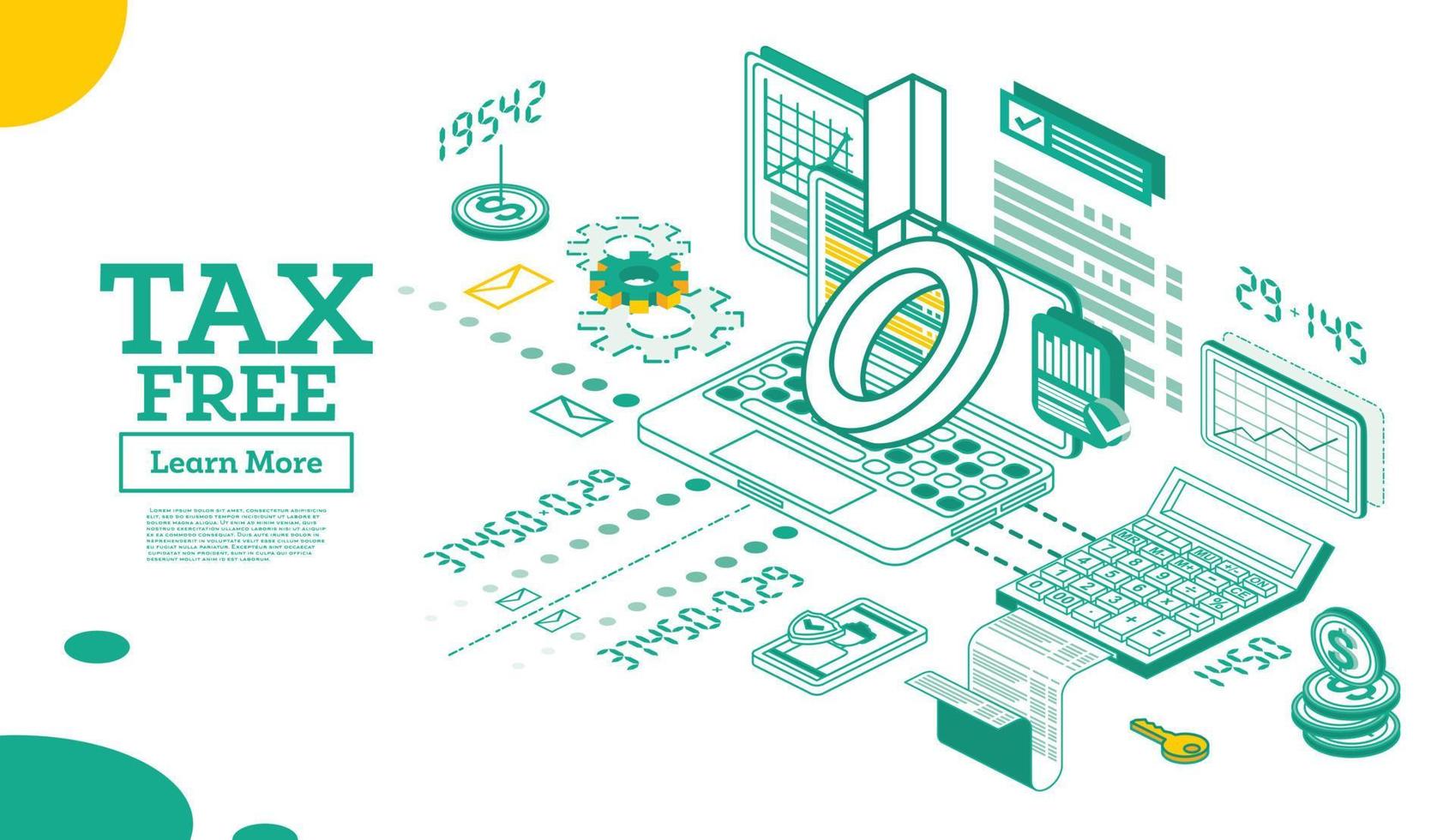 steuerfreies konzept im isometrischen 3d-stil. Vektor-Illustration. vektor