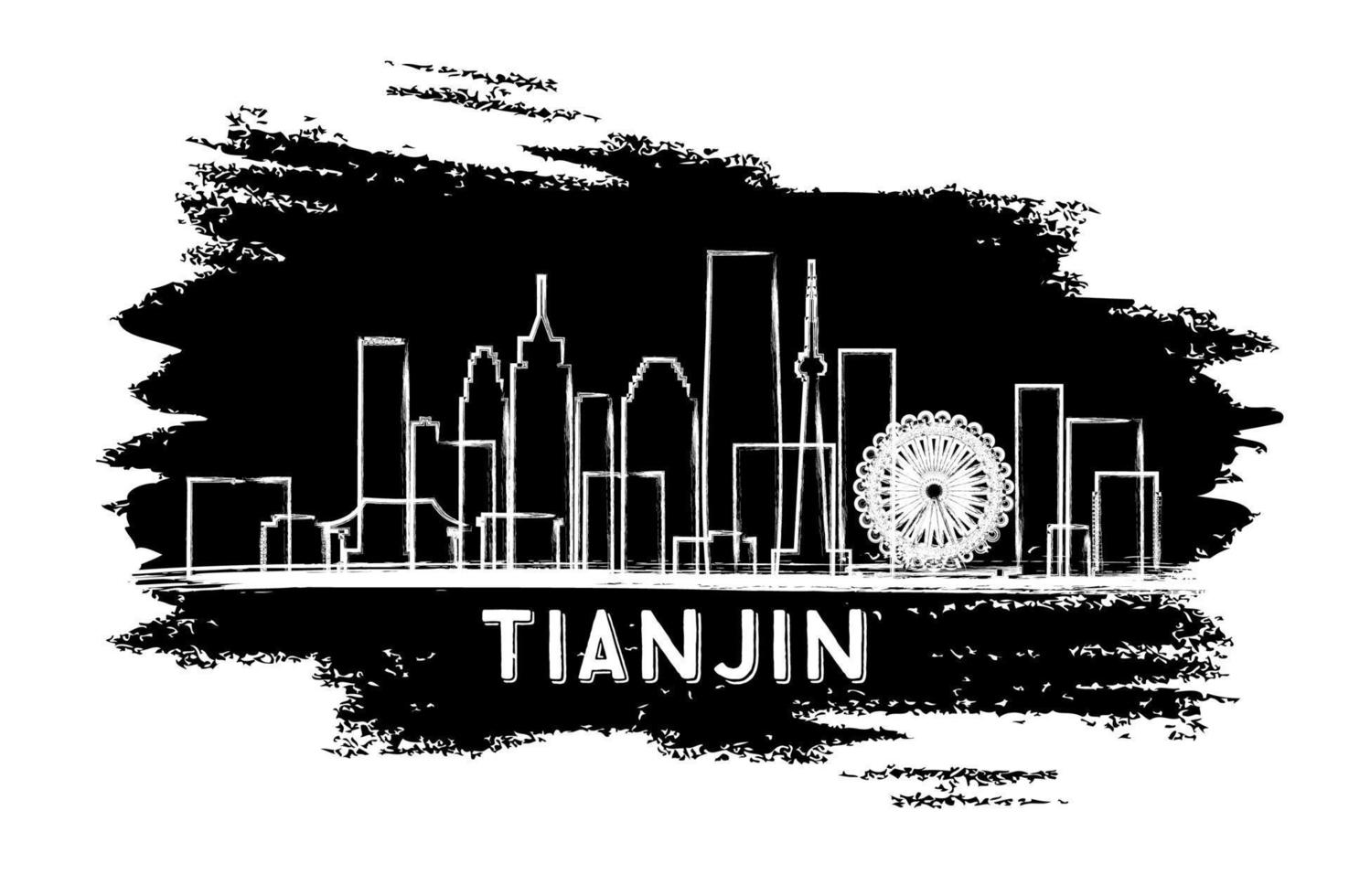 tianjin china stadt skyline silhouette. handgezeichnete Skizze. vektor