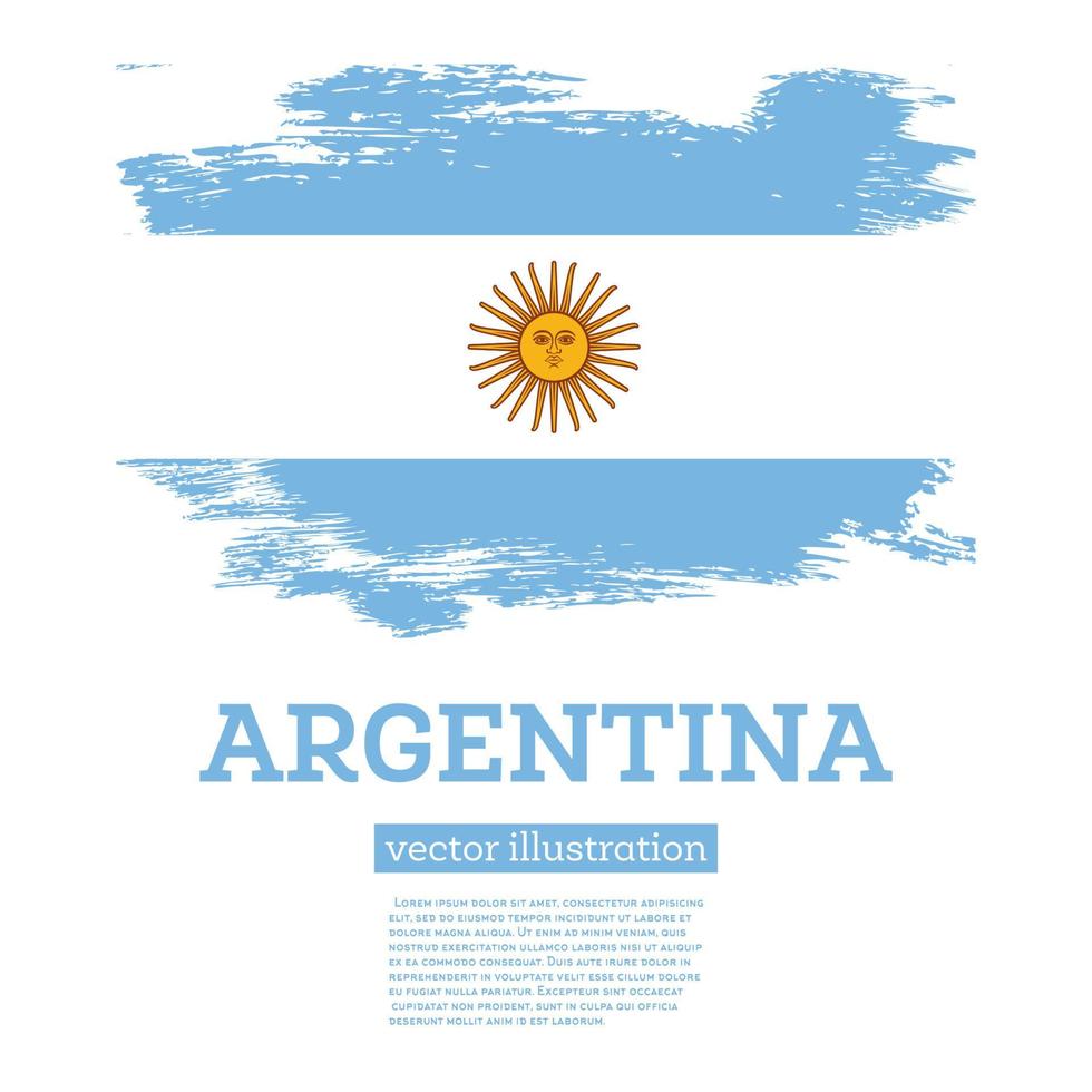 argentina flagga med borsta slag. oberoende dag. vektor